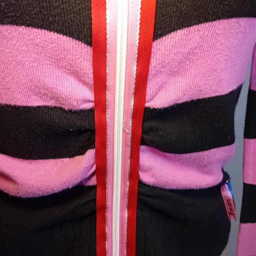 VTG Y2K Juniors XX by MEXX Jeans Stripe Zip Mock Neck Sweater Emo Punk Scene XS - Picture 9 of 16